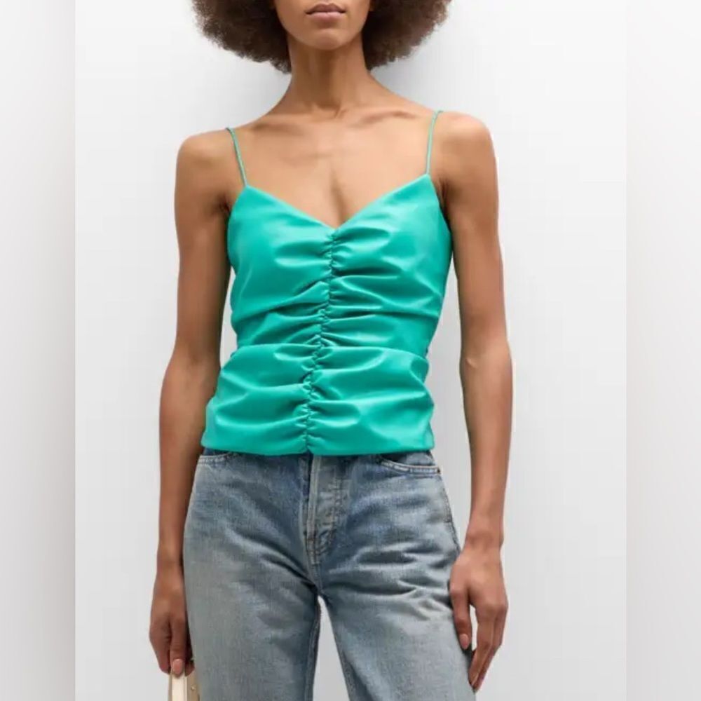 NWOT 7 for all mankind Ruched Faux-Leather Cami Size M